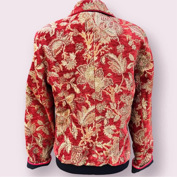 Woven Tapestry Jacket Handmade Jacquard Coat Red Floral Small Mary Lynn O’Shea - Picture 6 of 13